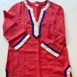 Boden Orange Linen Tunic Shirt